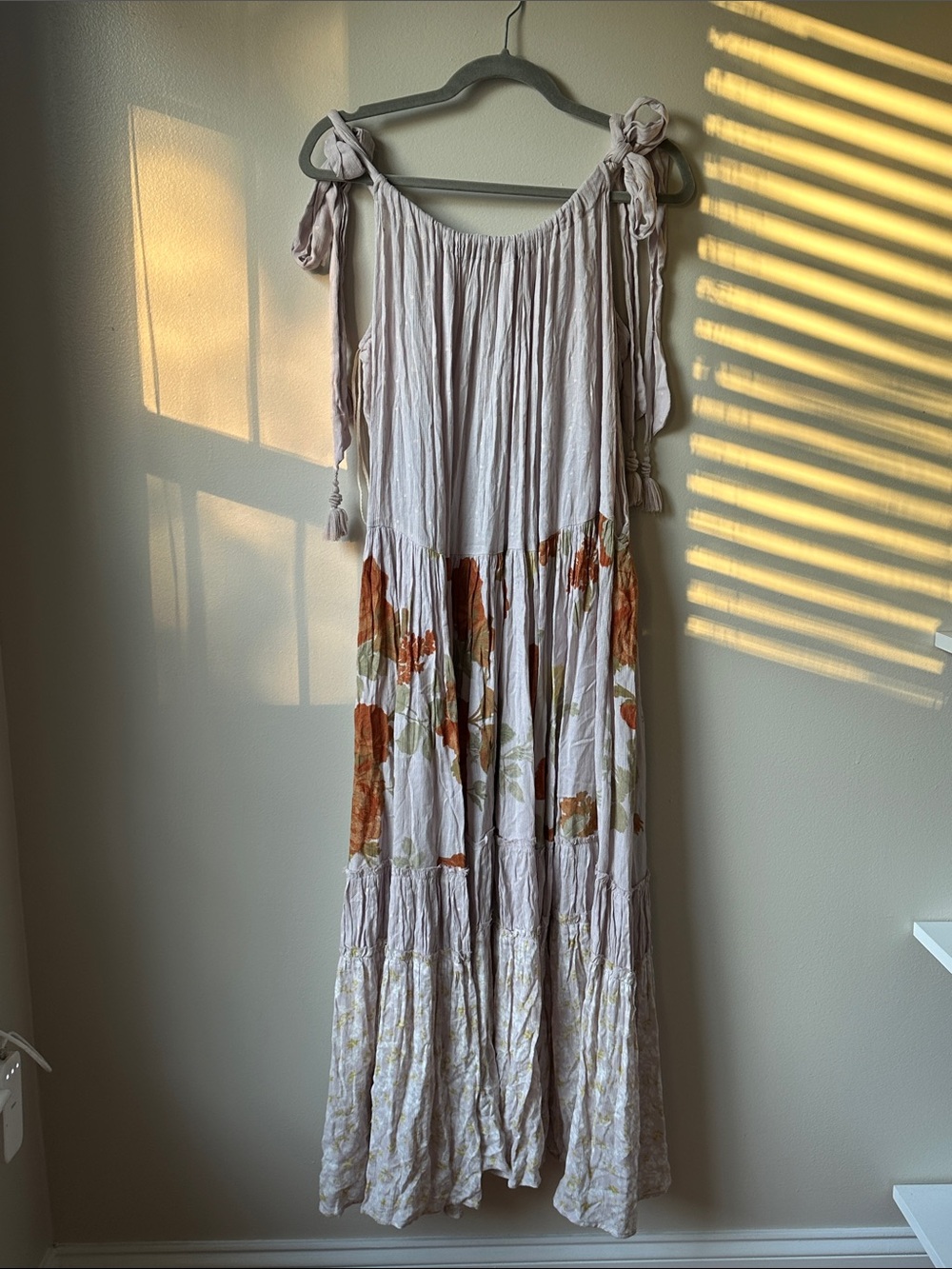 Free People Bluebell Floral Maxi Dress | Boho Tie Shoulder - Sz SM